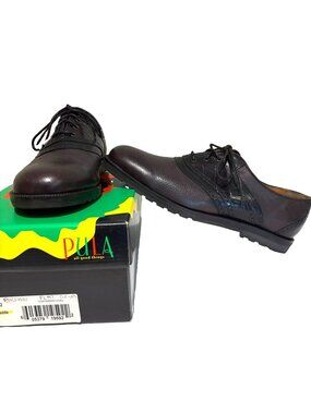 PULA Roberta Croc Embossed Leather Oxford Lace-Up Shoes Academia Women Size 12AA